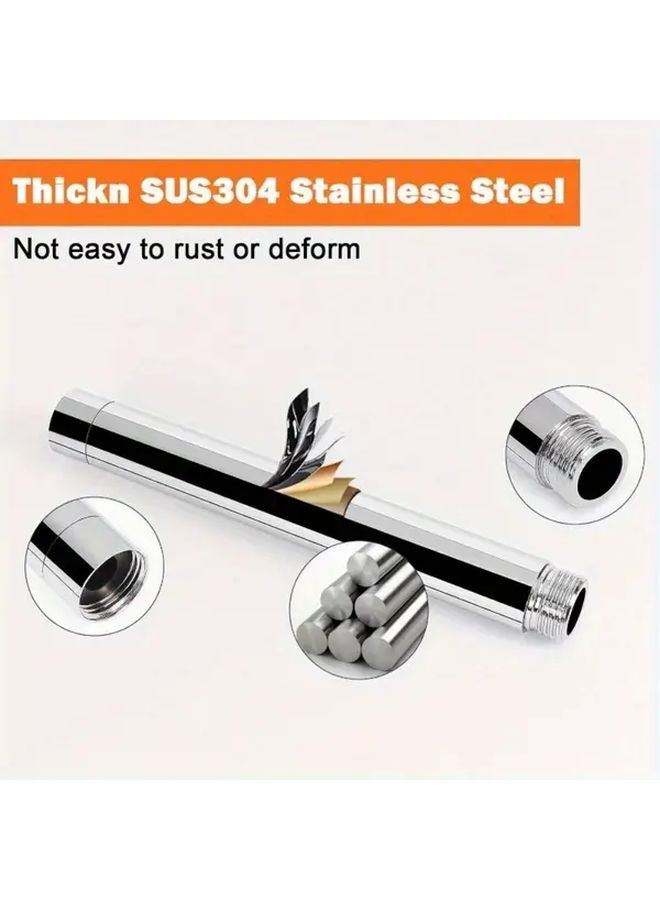 Chrome Shower Head Extension Arm 6 Inch Stainless Steel Enhances Water Flow Easy Install - Image 5