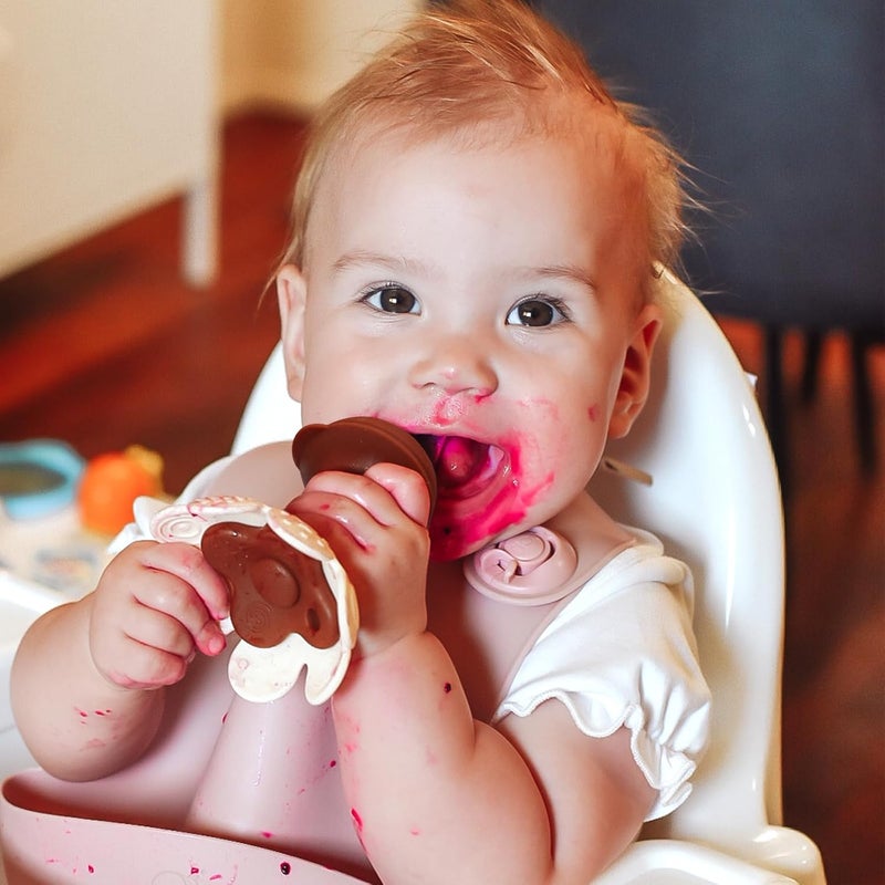 Haakaa Flower Baby Fresh Fruit Food Feeder with Mini Freezer Nibble Tray - Breastmilk Popsicle Mold for Infants 4M+ (Pea Green) - Image 5