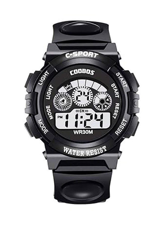 Coobos - Children's watch multifunctional colorful light waterproof electronic watch suitable for students and teenagers sports alarm clock mechanical watch small black - Image 1