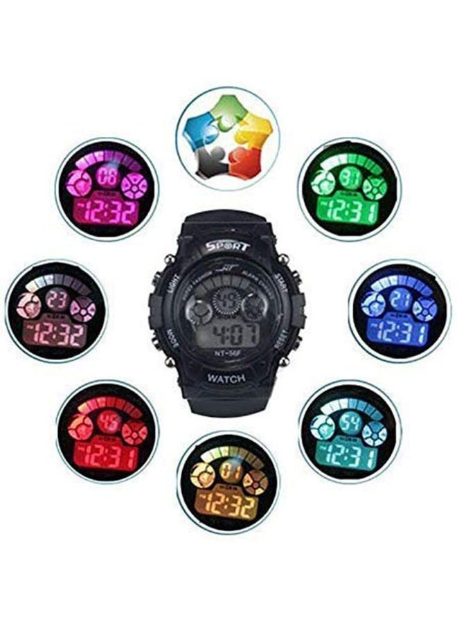 Coobos - Children's watch multifunctional colorful light waterproof electronic watch suitable for students and teenagers sports alarm clock mechanical watch small black - Image 1