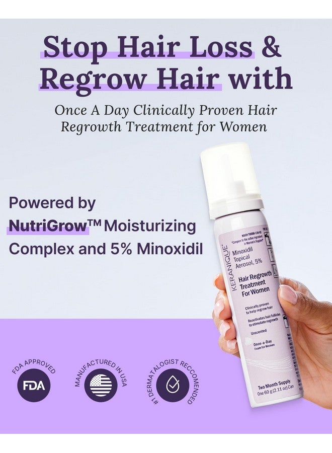 Keranique Women's 5% Topical Minoxidil Foam - Hair Regrowth Scalp Treatment with Powerful NutriGrow blend - Supports Thicker, Fuller, Healthier Hair & Scalp 2 pack - Image 2
