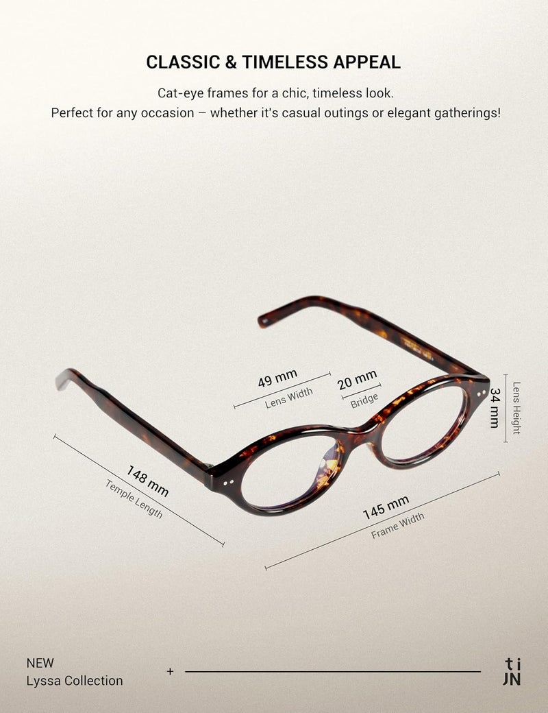 TIJN Trendy budget practical design Blue Light Blocking Glasses Women Men Retro Cat Eye Square Oval Anti Glare Screen Computer Gaming Daily Eyeglasses TR90, 06. Lyssa - Whiskey Tortoise, 49-20-148 mm Local & cross border ship compatible - Image 4