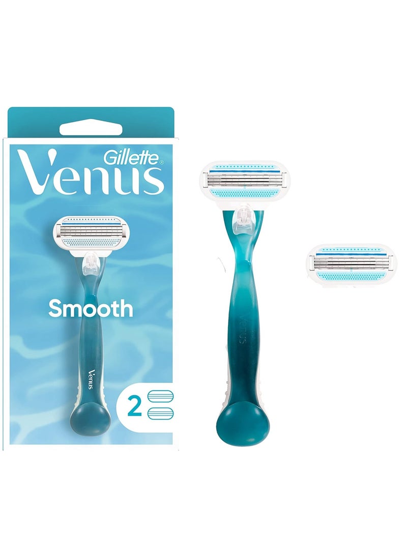 Gillette Venus Smooth Womens Razor, Includes 1 Handle, 2 Razor Blade Refills - Image 1