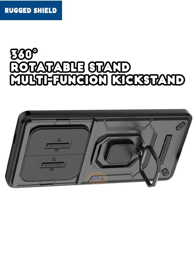 RUGGED SHIELD Honor X9c Case with Slide Camera Cover, Shockproof Heavy Duty Anti Drop Phone Case Cover with Kickstand for Honor X9c 5G, Black  - Image 3