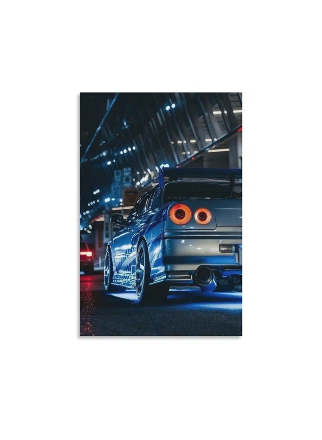 Jdm Art Blue Japanese Car Poster Canvas Art Wall Picture Print Modern Family Decor 12x18inch(30x45cm) - Image 1
