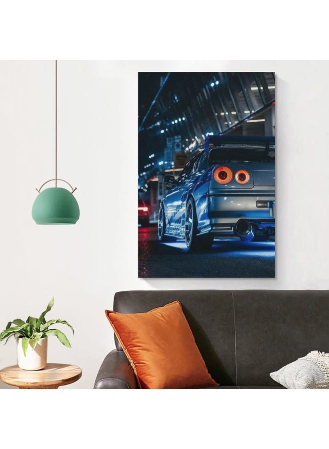 Jdm Art Blue Japanese Car Poster Canvas Art Wall Picture Print Modern Family Decor 12x18inch(30x45cm) - Image 4