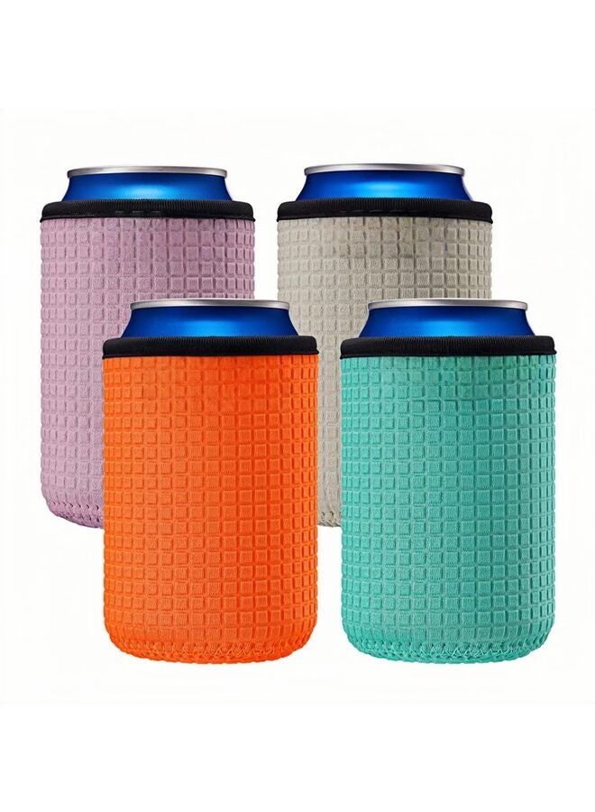 12oz Standard Can Sleeves Insulators Sleeves 12OZ Beer Bottle Coolers Holder Non-slip Neoprene Can Coolers 4PC (Orange/Blue/Grey/Pink) - Image 1