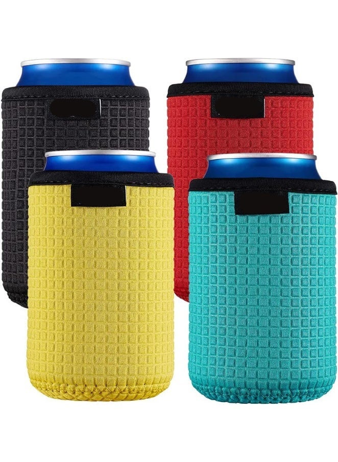 أكمام علب قياسية 12 أونصة، أكمام عازلة، حامل مبردات زجاجات البيرة 12 أونصة، مبردات علب من النيوبرين غير قابلة للانزلاق، 4 قطع (برتقالي/أزرق/رمادي/وردي) - Image 1