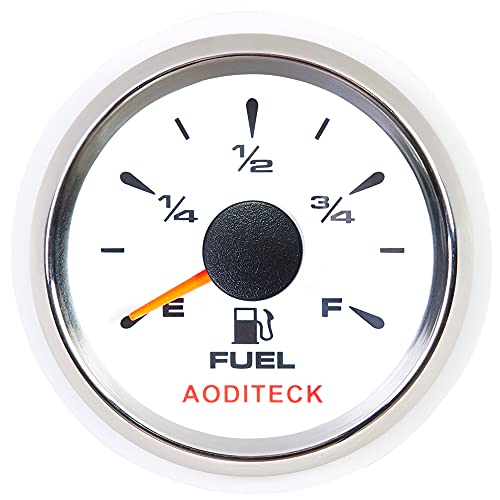 AODITECK 8 Scale Fuel Gauge White Marine for Boat Vehicles RV Car Truck Oil Automotive Replacement Gauge Aftermarket Fuel Level Gauge Signal Selectable 0-190ohm 240-33ohm 240-30ohm 0-180ohm 10-180ohm - Image 1