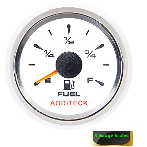 AODITECK 8 Scale Fuel Gauge White Marine for Boat Vehicles RV Car Truck Oil Automotive Replacement Gauge Aftermarket Fuel Level Gauge Signal Selectable 0-190ohm 240-33ohm 240-30ohm 0-180ohm 10-180ohm - Image 2