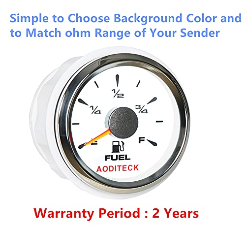 AODITECK 8 Scale Fuel Gauge White Marine for Boat Vehicles RV Car Truck Oil Automotive Replacement Gauge Aftermarket Fuel Level Gauge Signal Selectable 0-190ohm 240-33ohm 240-30ohm 0-180ohm 10-180ohm - Image 3