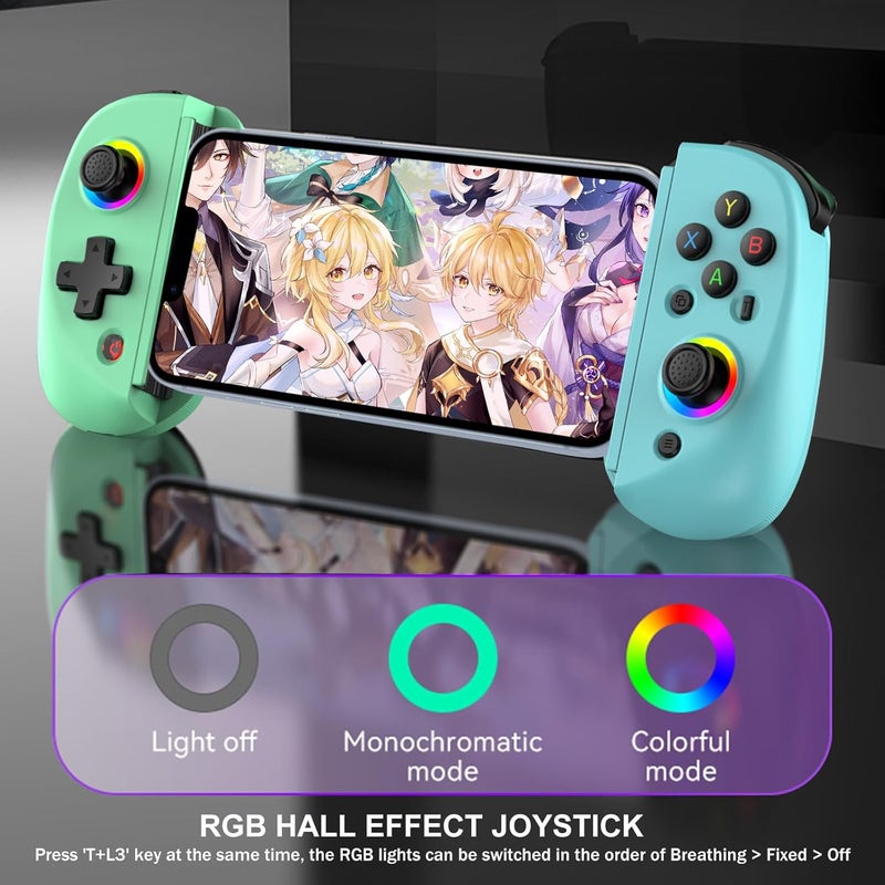 arVin Mobile Gaming Controller for iPad/Tablet[Within 5-10"] Phone Game Controller for iPhone/Android with RGB Hall Effect Joystick/Turbo/6-Axis Gyro/Vibration/Support Streaming on Xbox/PS4/PC Console - Image 3