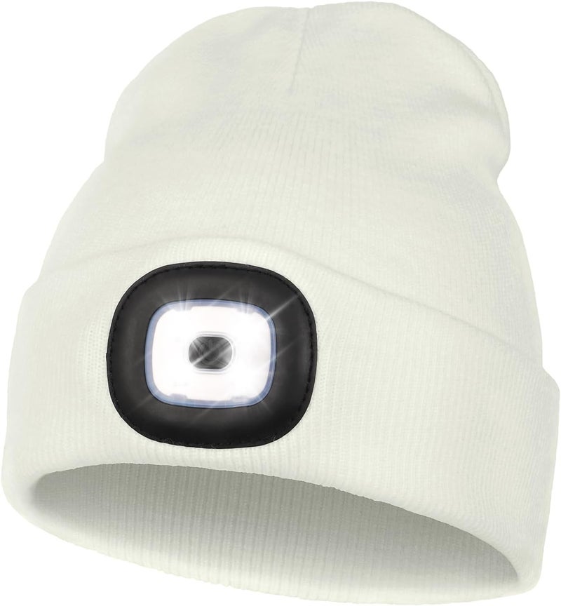 MELASA Unisex Hat with Light, USB Rechargeable Hands Free Headlamp LED Beanie, Winter Gifts for Men Dad Father Husband Him - Image 1