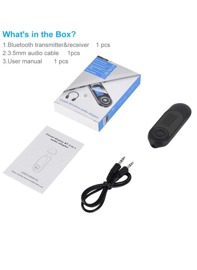 Excefore - Bluetooth Transmitter Receiver with LCD Screen, USB Bluetooth 5.0 Audio Transmitter with 3.5mm Jack, Mini Portable Bluetooth Adapter, Low Latency, for TV, Stereo, Car, Headphones, Speakers, PC - Image 1