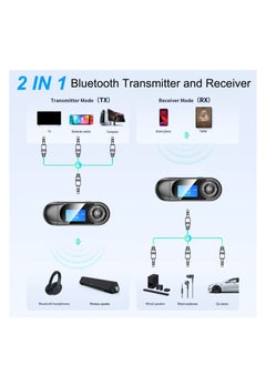 Excefore Bluetooth Transmitter Receiver with LCD Screen, USB Bluetooth 5.0 Audio Transmitter with 3.5mm Jack, Mini Portable Bluetooth Adapter, Low Latency, for TV, Stereo, Car, Headphones, Speakers, PC  - Image 2