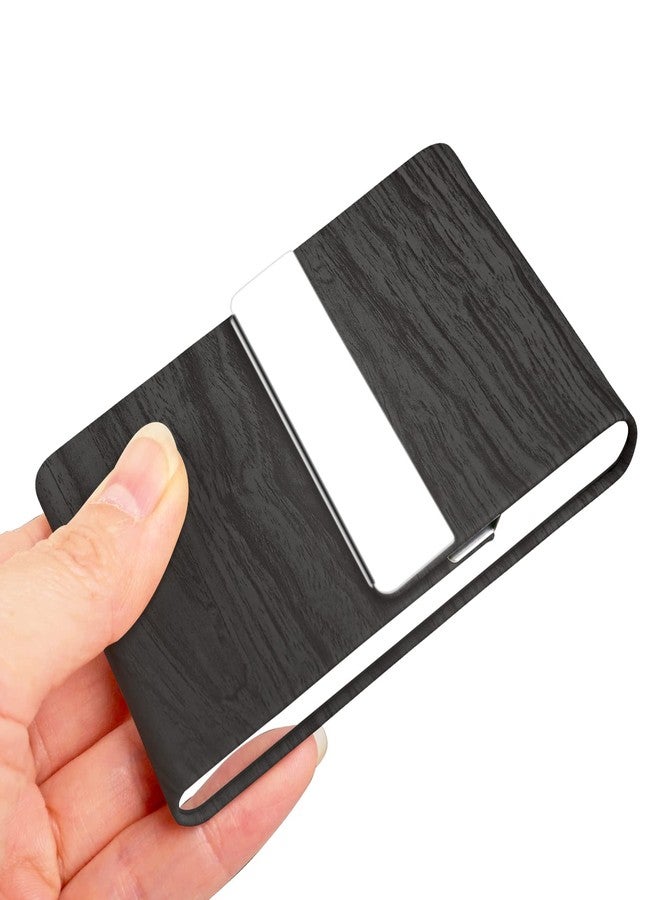JuneLsy Business Card Holder Case - Professional PU Leather Business Card Case Metal Name Card Holder Pocket Business Card Carrier for Men & Women with Magnetic Shut (BlackDM) - Image 3