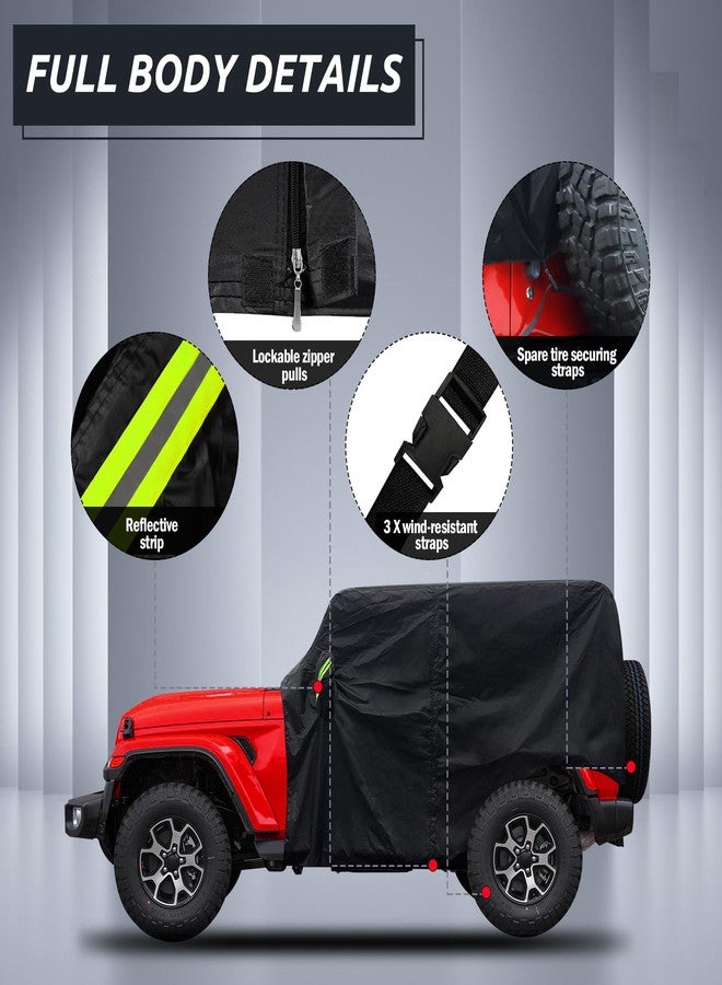 Migaven Cab Cover for Jeep Wrangler 2 Door 1987-2023, Jeep Wrangler Covers 2 Door Waterproof with Windproof Hooks & Driver Door Zipper All Weather Snow Rain UV Protection - Image 3