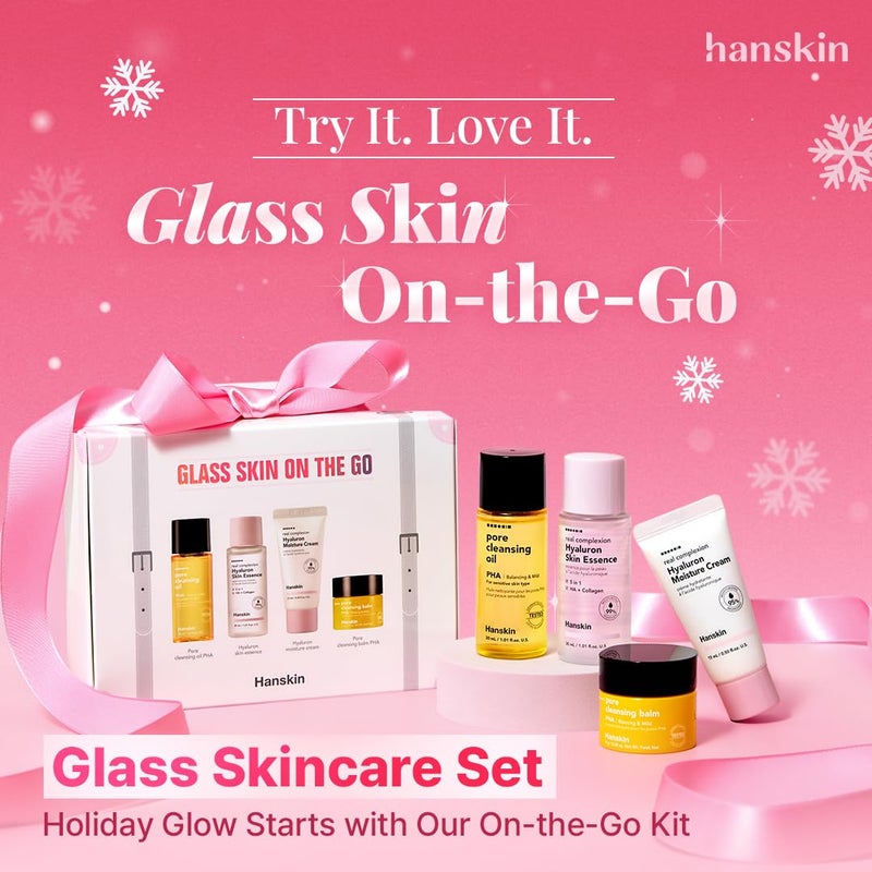 Hanskin Glass Skin On the Go Kit â€“ Travel-Friendly Hydrating Set with PHA Cleansing Oil&Balm, Toner & Moisture Cream | TSA-Approved Mini Skincare, Holiday Stocking Stuffer, Teen Girl & Womenâ€™s Gift - Image 2
