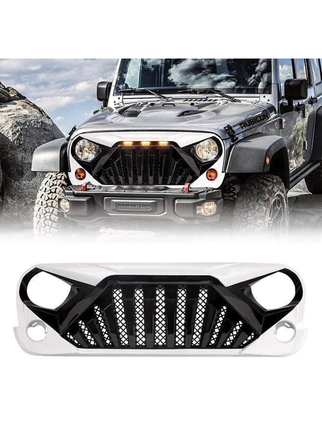 EOMD Front Grill Goliath Grille compatible with 2007-2018 Jeep Wrangler Rubicon Sahara Sport JK/JKU, White Black - Image 1