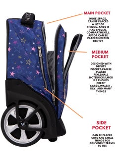 Wires 3 Piece Kids School Trolley Bag laptop compartment Big Wheels With Lunch bag & Pencil Case  - Image 4