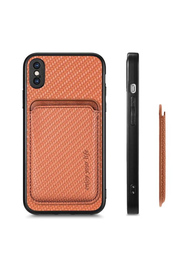 S-TOP Case For iPhone XS Max Carbon Fiber Leather Card Magsafe Magnetic Phone Case - Image 2