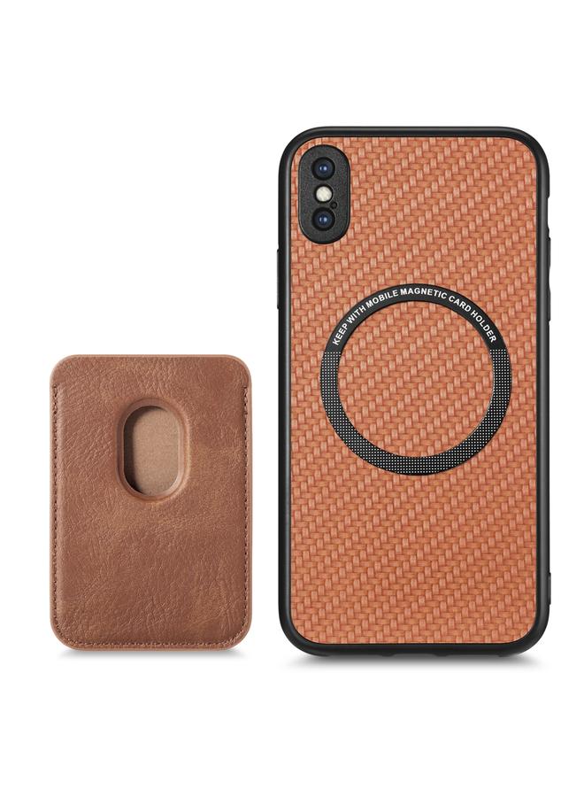 S-TOP Case For iPhone XS Max Carbon Fiber Leather Card Magsafe Magnetic Phone Case - Image 3
