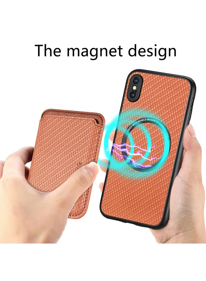 S-TOP Case For iPhone XS Max Carbon Fiber Leather Card Magsafe Magnetic Phone Case - Image 5