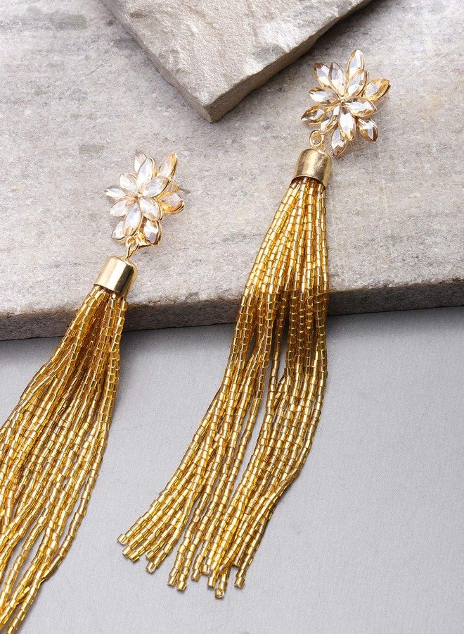 YouBella Jewellery Valentine Collection Celebrity Inspired Tassle Earrings for Girls and Women (Brown) - Image 2