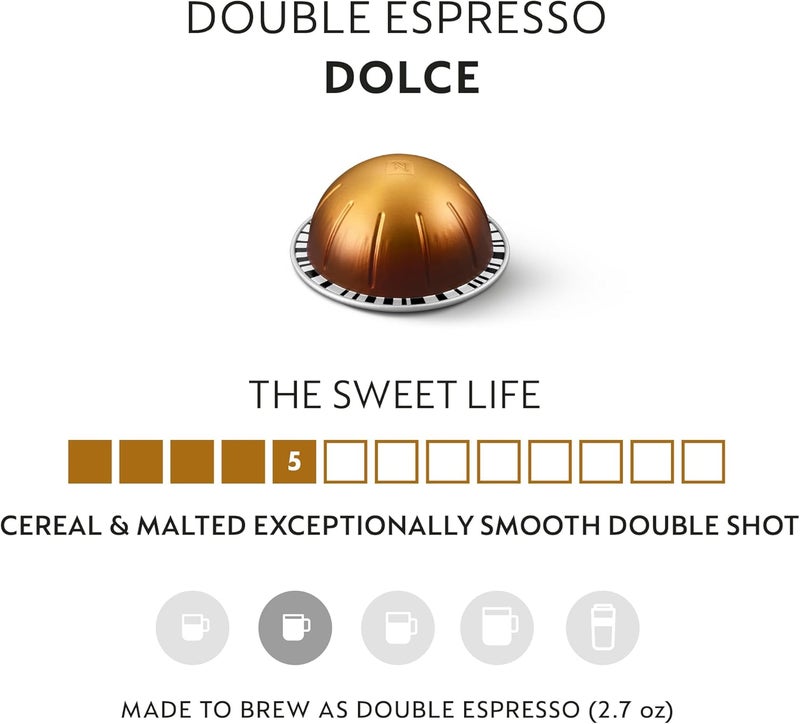 Nespresso Vertuo Double Espresso Dolce Capsules - 30 Count Espresso Pods, Brews 2.7 oz - Image 2