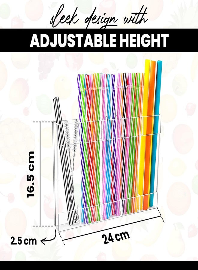 NAWAZJEE Acrylic Straw Holder for Cabinet Door Large Medium Small Straws Container Organizer with Double Sided Adhesive Sticky Tape Reusable Tumbler Straws Storage Wall Mounted No Drill - Image 3