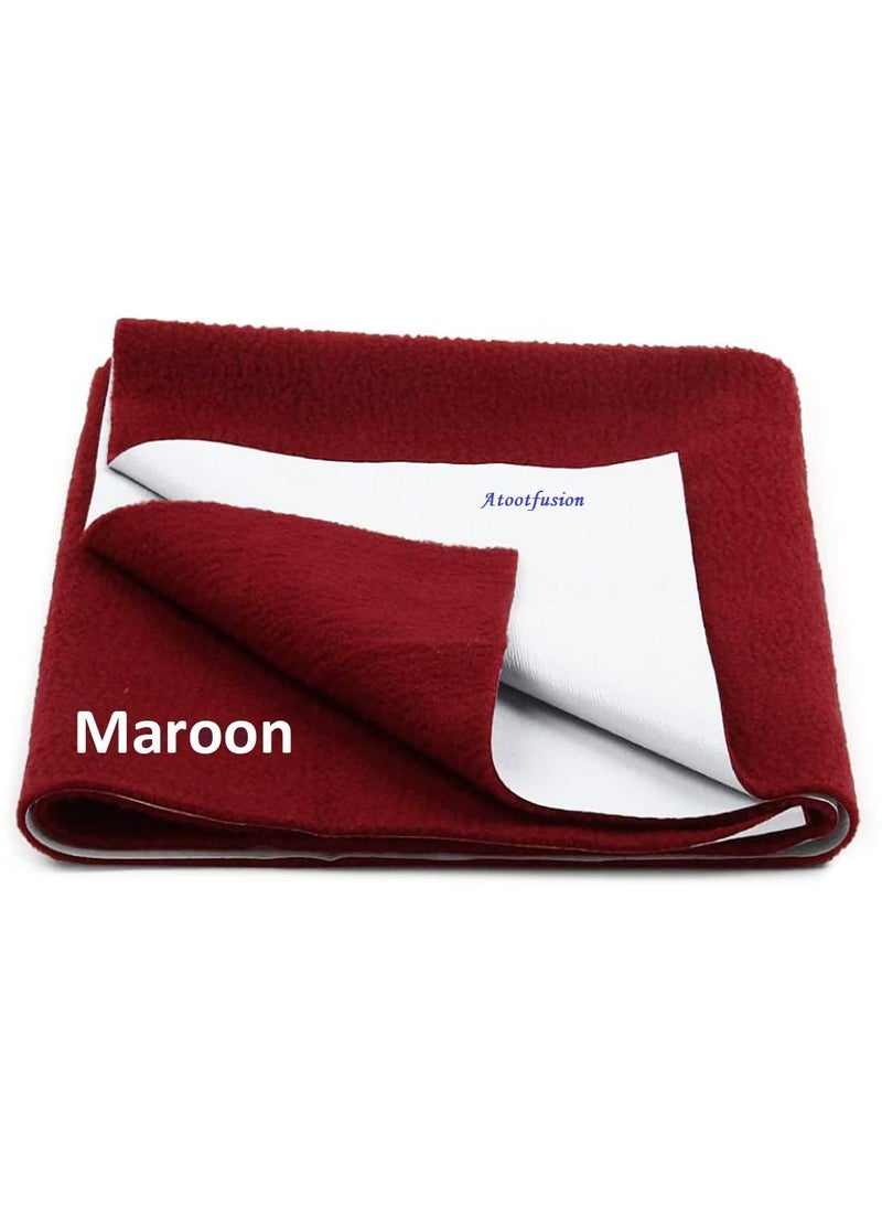 ATOOTFUSION Baby Dry Sheet Water Resistant Bed Protector Washable Waterproof Mattress Protector Urine Bedwetting Reusable Mat for Toddler Underpad Sheet for Incontinence Large 55x39 Maroon  - Image 1