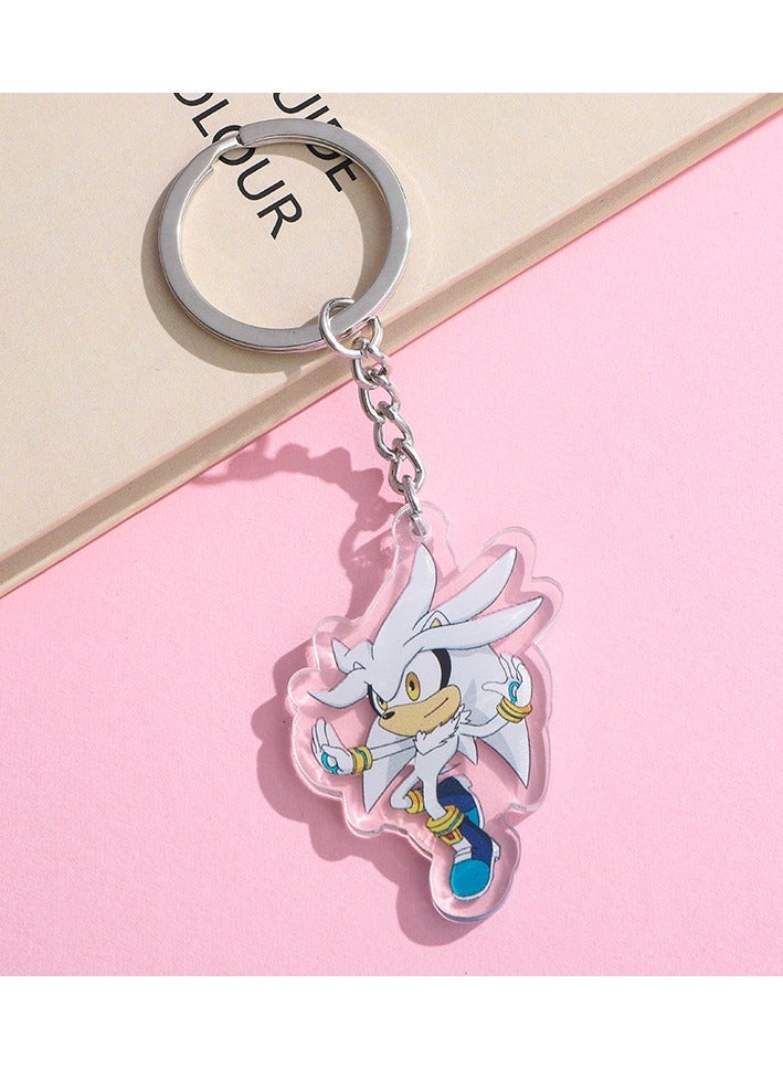 سلسلة مفاتيح أكريليك من سونيك القنفذ الفضي القنفذ