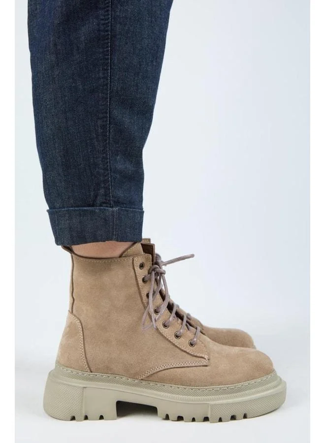 (Dilzar) Women's Genuine Leather Lace-Up Inner-Zip Violet Boot.