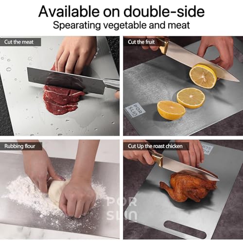 Porslin by Philips Stainless Steel Chopping Board Large, Chopping Board Steel Vegetable Cutting Board Steel for Kitchen Use SS Chopper Board, Metal Cutter Board Large 36X31cm Premium Heavy Duty - Image 4