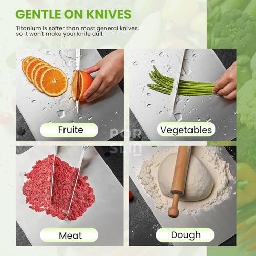 Porslin by Philips Stainless Steel Chopping Board Large, Chopping Board Steel Vegetable Cutting Board Steel for Kitchen Use SS Chopper Board, Metal Cutter Board Large 36X31cm Premium Heavy Duty - Image 2