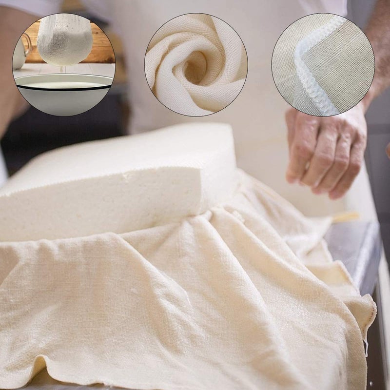 WHISKET Muslin Cloths Reusable for Straining, 100% Unbleached Pure Cotton Cheesecloth (1 x 1.2 MT) (5) - Image 2
