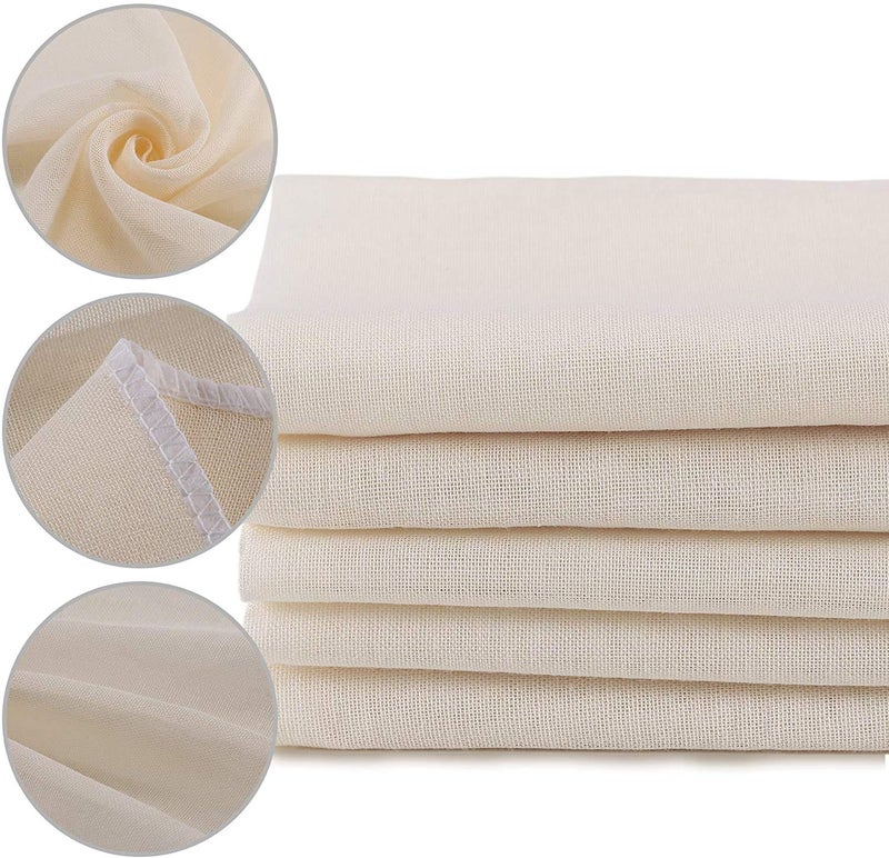 WHISKET Muslin Cloths Reusable for Straining, 100% Unbleached Pure Cotton Cheesecloth (1 x 1.2 MT) (5) - Image 1