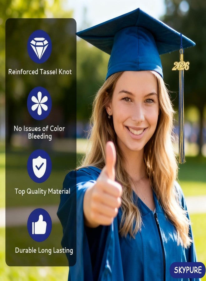 Skypure شرابة تخرج 2026، شرابة تخرج زرقاء وذهبية، شرابات زينة قبعات التخرج 2026، شرابات تذكارية لحفلات تخرج طلاب الجامعات والمدارس الثانوية (أزرق-أصفر) - Image 5