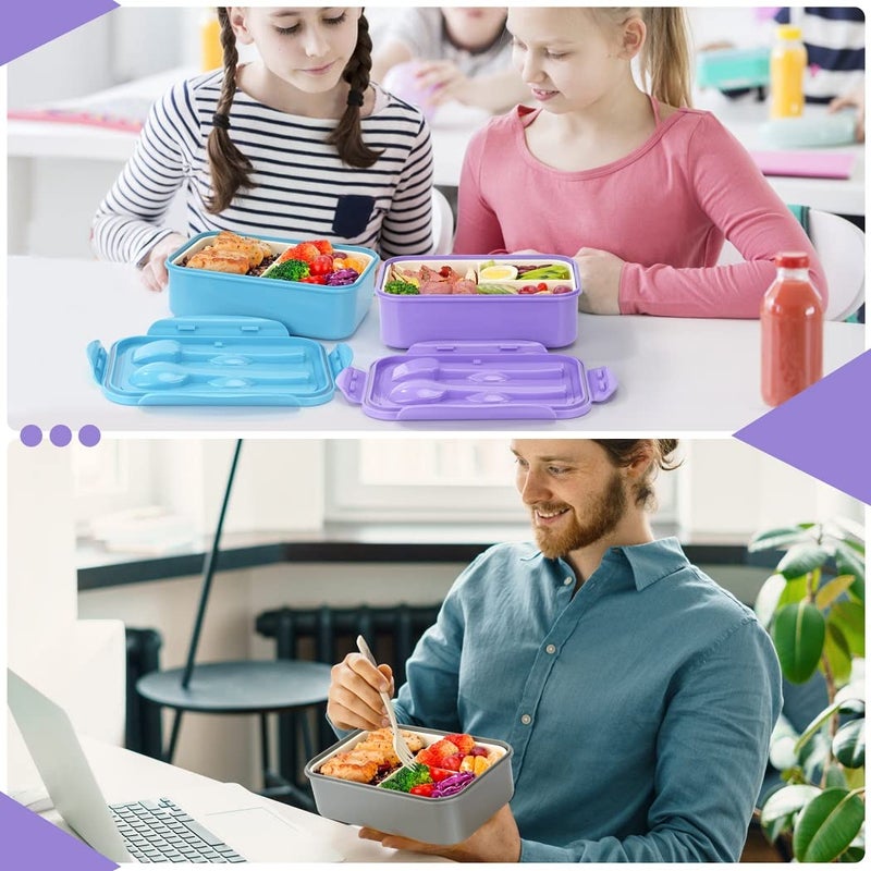 LOVINA Bento Boxes for Adults - 1100 ML Bento Lunch Box Container For Kids With Spoon & Fork - Durable Perfect Size for On-the-Go Meal, BPA-Free and Food-Safe Materials(Grey) - Image 5