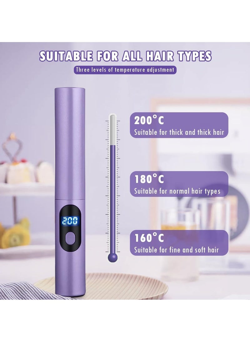 Macon Rechargeable Hair Straightener Ubitree Mini Cordless Hair Straightener Brush with LCD Temperature Display Portable Negative Ion Straightening Brush Mini Hair Straightener Comb for Home and Travel - Image 4