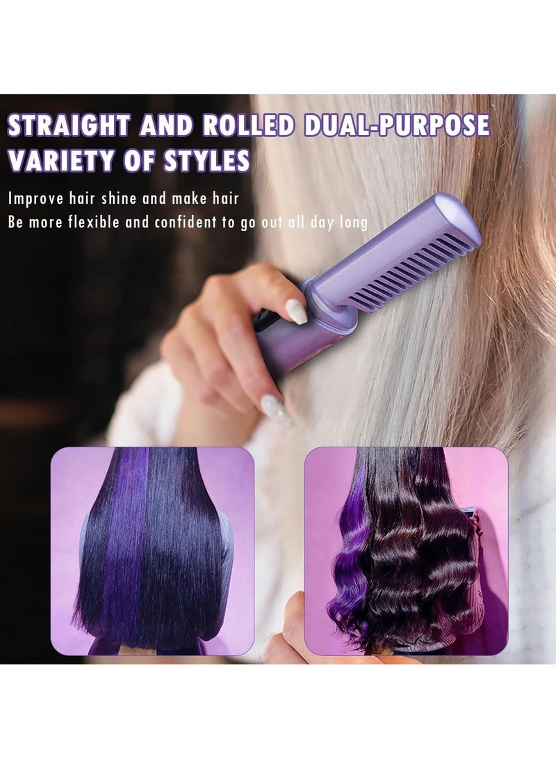 Macon Rechargeable Hair Straightener Ubitree Mini Cordless Hair Straightener Brush with LCD Temperature Display Portable Negative Ion Straightening Brush Mini Hair Straightener Comb for Home and Travel - Image 2