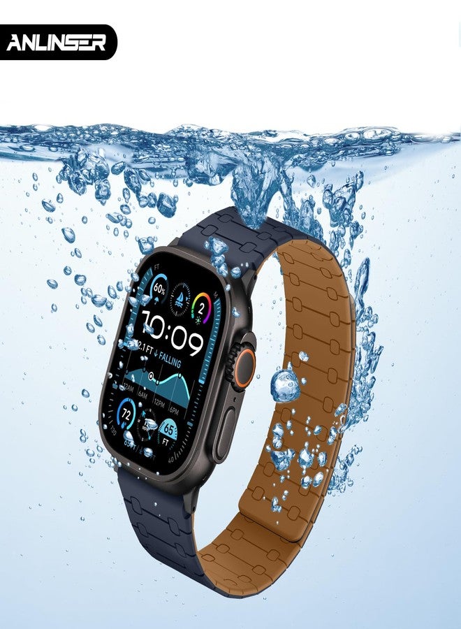Anlinser Compatible with Apple Watch Band 49mm 46mm 45mm 44mm 42mm for Women Men, Double Side Reversible Magnetic Strap for iWatch Ultra 3/2/1 Series 11/10/9/8/7-1 SE (Brown/Indigo) - Image 5