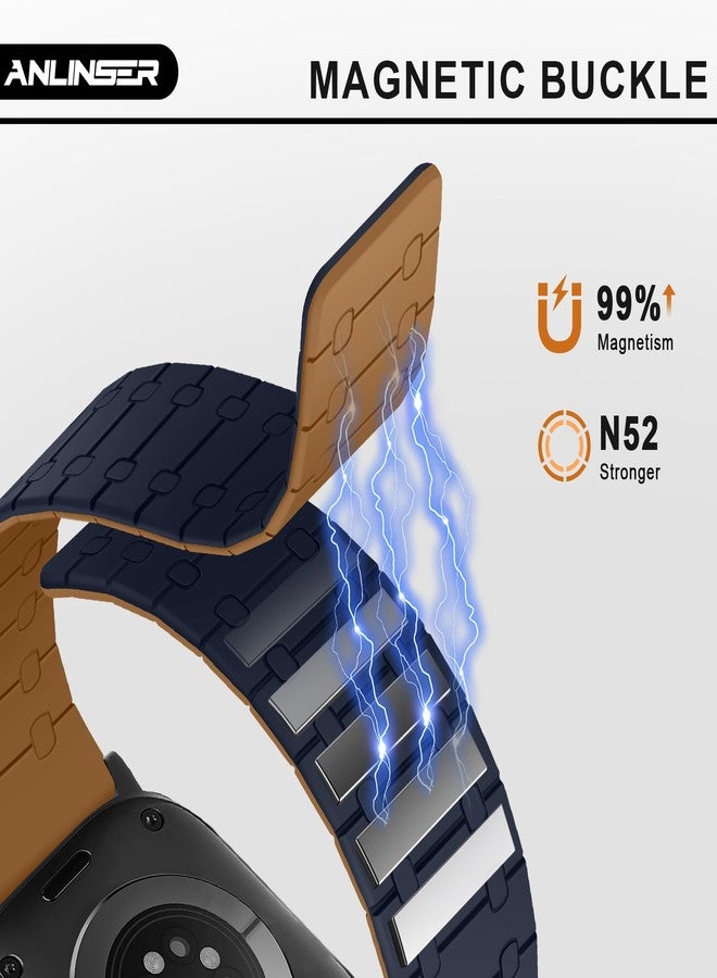 Anlinser Compatible with Apple Watch Band 49mm 46mm 45mm 44mm 42mm for Women Men, Double Side Reversible Magnetic Strap for iWatch Ultra 3/2/1 Series 11/10/9/8/7-1 SE (Brown/Indigo) - Image 4