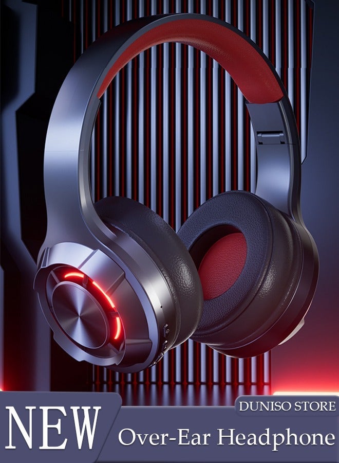 DUNISO Wireless Headphones Bluetooth 5.3 Over Ear Headset With LED Light Gaming Headphones with HiFi Stereo Microphone and Soft Earpads for Cellphone PC Home Office - Image 1