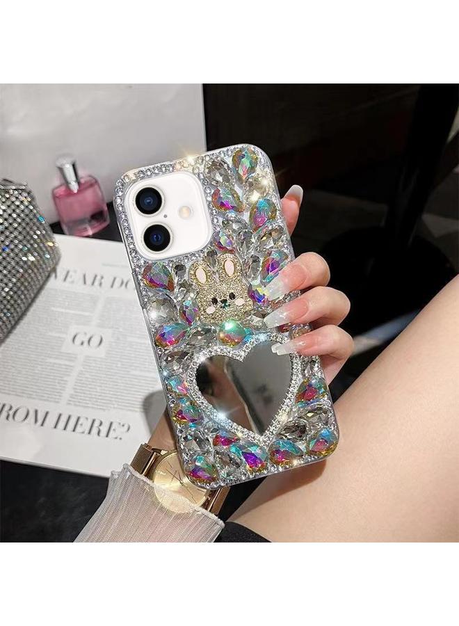 اس-توب جراب لهاتف iPhone 16 Plus مصنوع يدويًا من مادة البولي كربونات بتصميم مرآة ماسية على شكل أرنب - Image 1