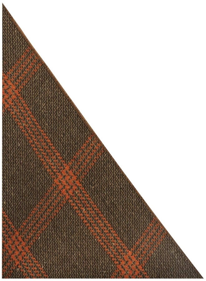 King & Priory Biscuit Brown & Orange Birdseye Check Pocket Square, Handkerchief - Image 2