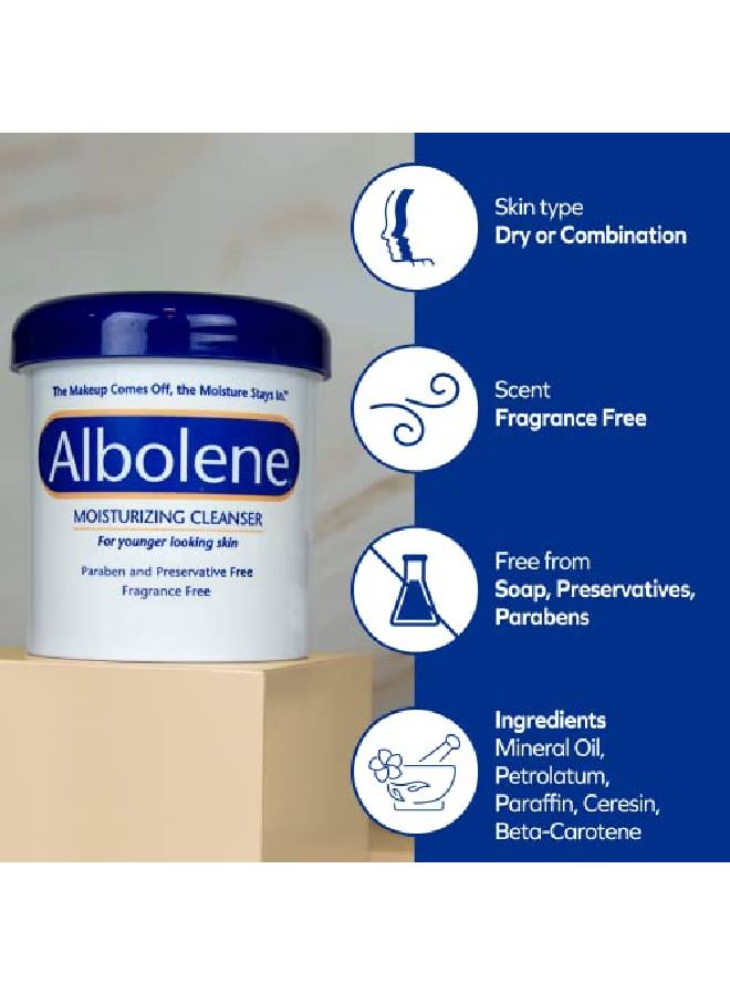 Albolene منظف مرطب 3 في 1 منتج للعناية بالبشرة: مزيل مكياج منظف للوجه ومرطب بدون صابون أو ماء 6 أونصات عبوة من 1 - Image 5