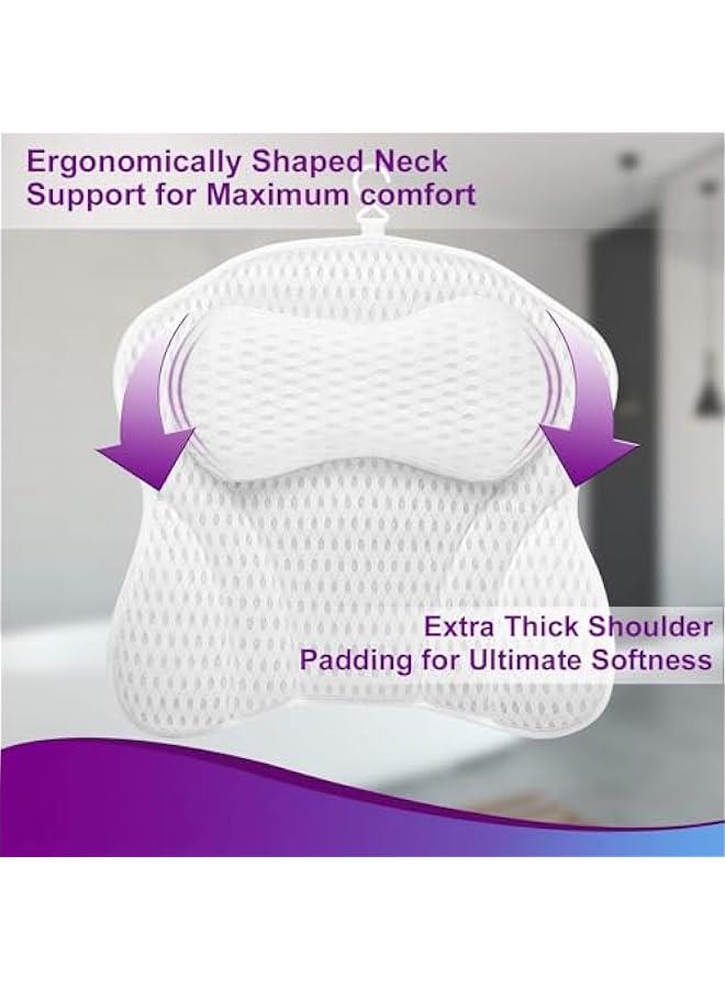 HOOKOR Luxury Bath Pillow, Ergonomic Bathtub Spa Pillow with 4D Air Mesh Technology and 6 Suction Cups, Helps Support Head, Back, Shoulder and Neck, Fits All Bathtub, Hot Tub and Home Spa - Image 5