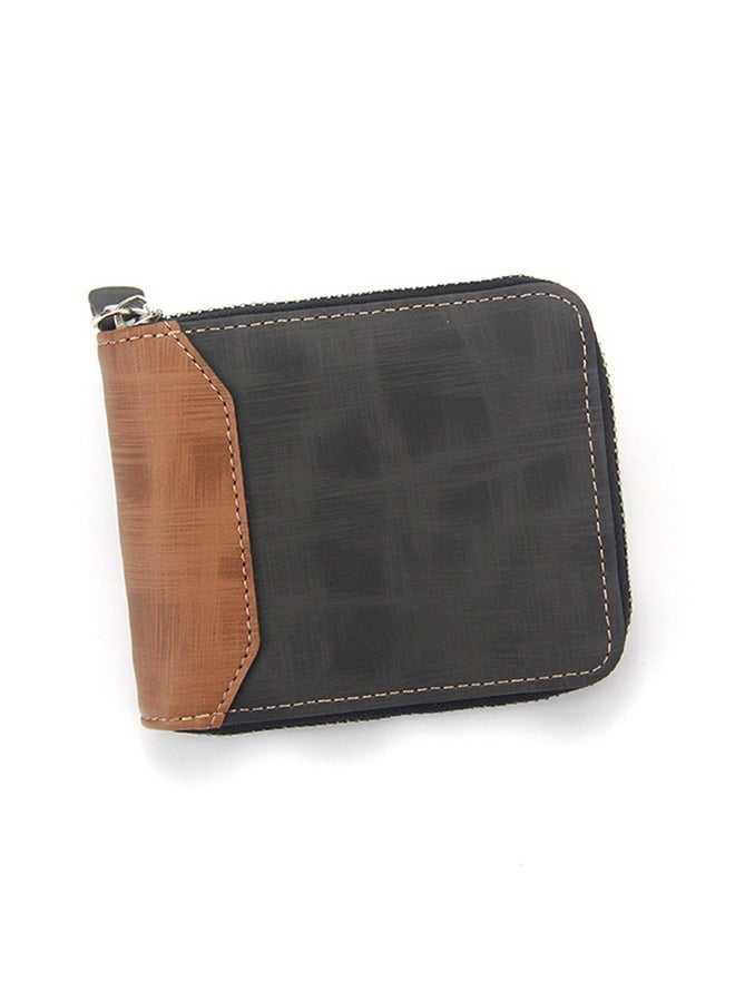 MenBense Fashion Contrast Leather Men's Bifold Short Wallet Card Holder Certificate Bag for Shopping Business Commute - Image 1