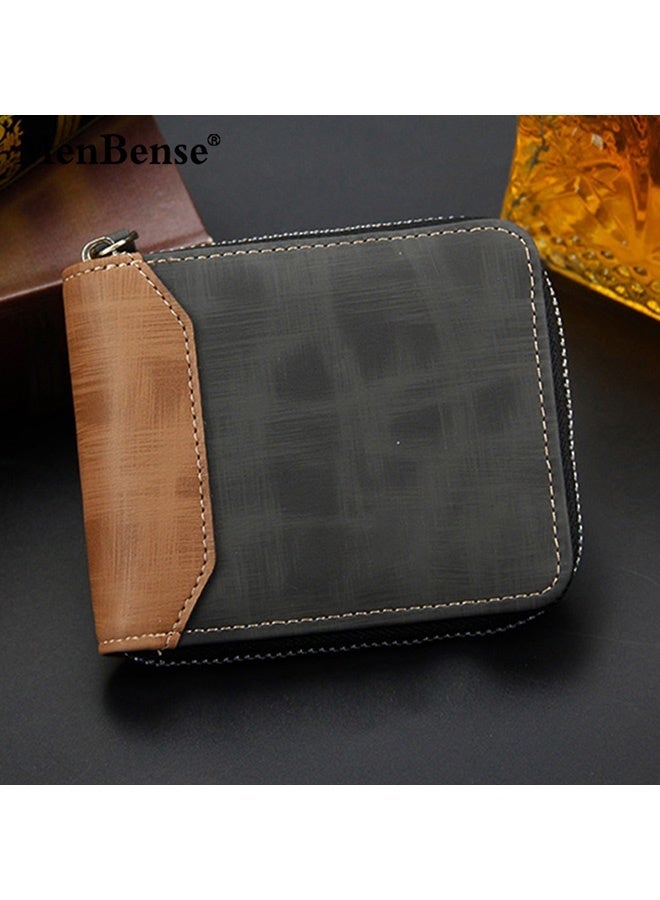 MenBense Fashion Contrast Leather Men's Bifold Short Wallet Card Holder Certificate Bag for Shopping Business Commute - Image 5